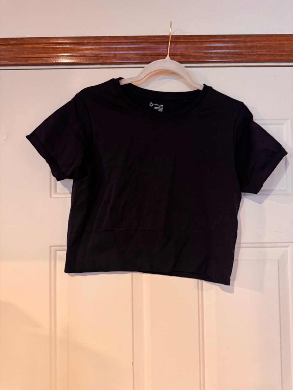 Aerie Black Crop workout Tee